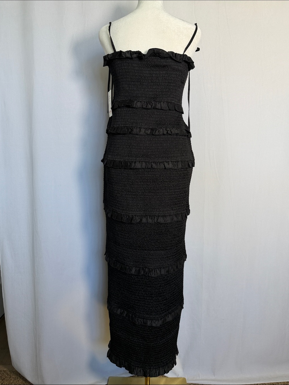 NWT Show Me Your MuMu Stella Black Smocked Midi Dress Size XL Party Guest - Picture 4 of 11